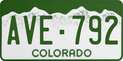 CO license plate AVE792