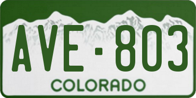 CO license plate AVE803