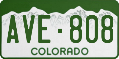CO license plate AVE808