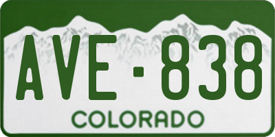 CO license plate AVE838