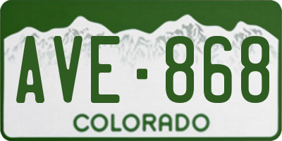 CO license plate AVE868