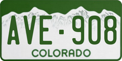 CO license plate AVE908