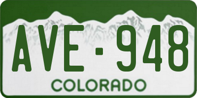 CO license plate AVE948