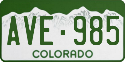 CO license plate AVE985