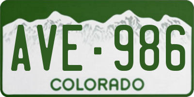 CO license plate AVE986