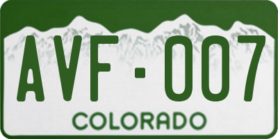 CO license plate AVF007