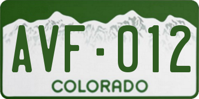 CO license plate AVF012