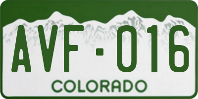 CO license plate AVF016