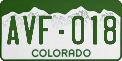 CO license plate AVF018