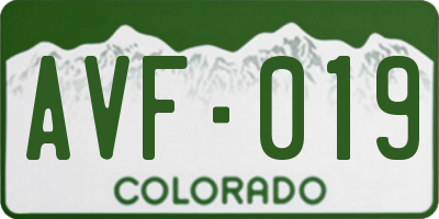 CO license plate AVF019