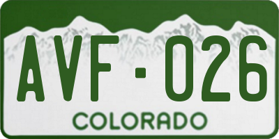 CO license plate AVF026
