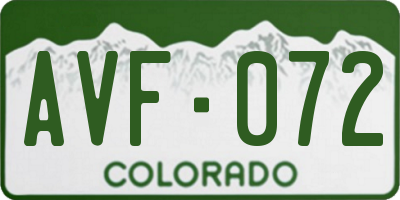 CO license plate AVF072