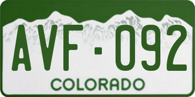CO license plate AVF092
