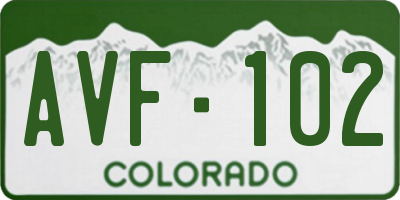 CO license plate AVF102