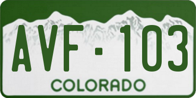 CO license plate AVF103