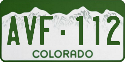 CO license plate AVF112