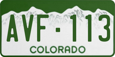 CO license plate AVF113