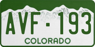 CO license plate AVF193