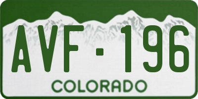 CO license plate AVF196