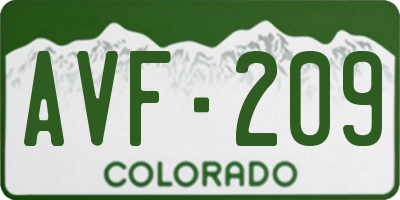 CO license plate AVF209