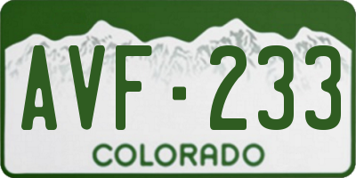 CO license plate AVF233