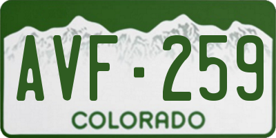 CO license plate AVF259
