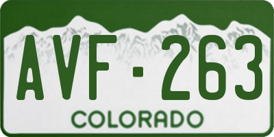 CO license plate AVF263