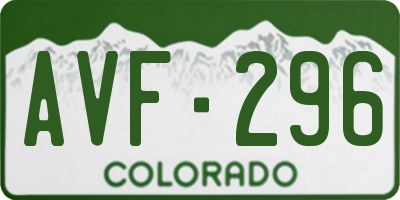 CO license plate AVF296