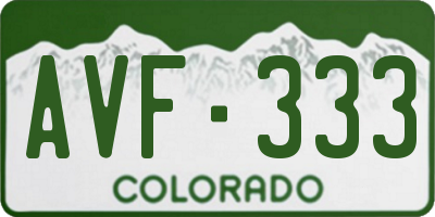 CO license plate AVF333