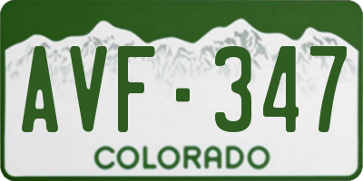 CO license plate AVF347