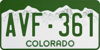 CO license plate AVF361