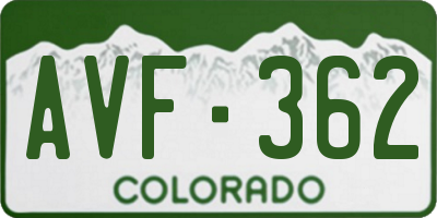CO license plate AVF362