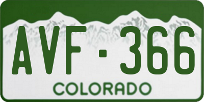 CO license plate AVF366