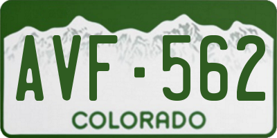 CO license plate AVF562