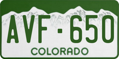 CO license plate AVF650