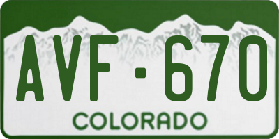 CO license plate AVF670