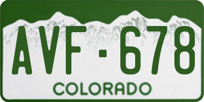 CO license plate AVF678