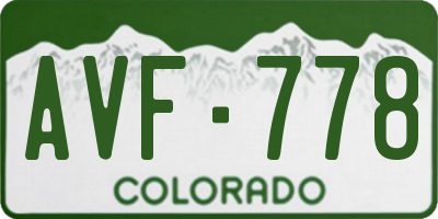 CO license plate AVF778