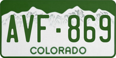 CO license plate AVF869