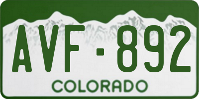 CO license plate AVF892