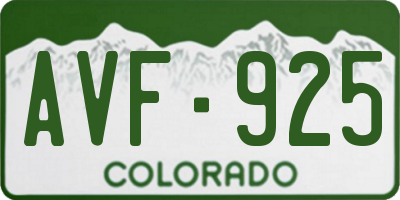 CO license plate AVF925