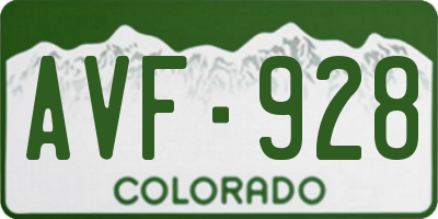 CO license plate AVF928