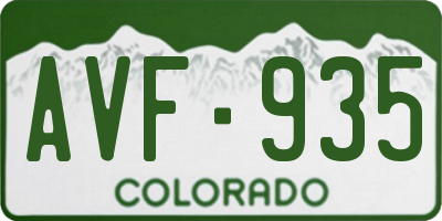 CO license plate AVF935