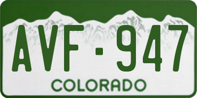 CO license plate AVF947