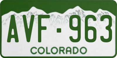 CO license plate AVF963