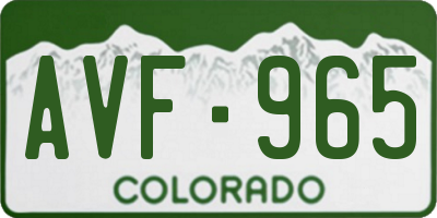 CO license plate AVF965