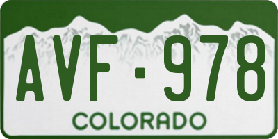 CO license plate AVF978