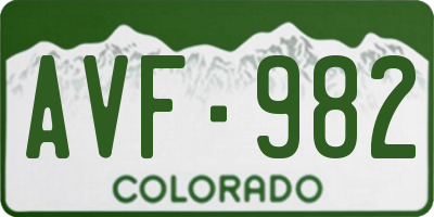 CO license plate AVF982