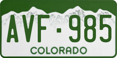 CO license plate AVF985
