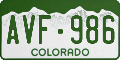 CO license plate AVF986
